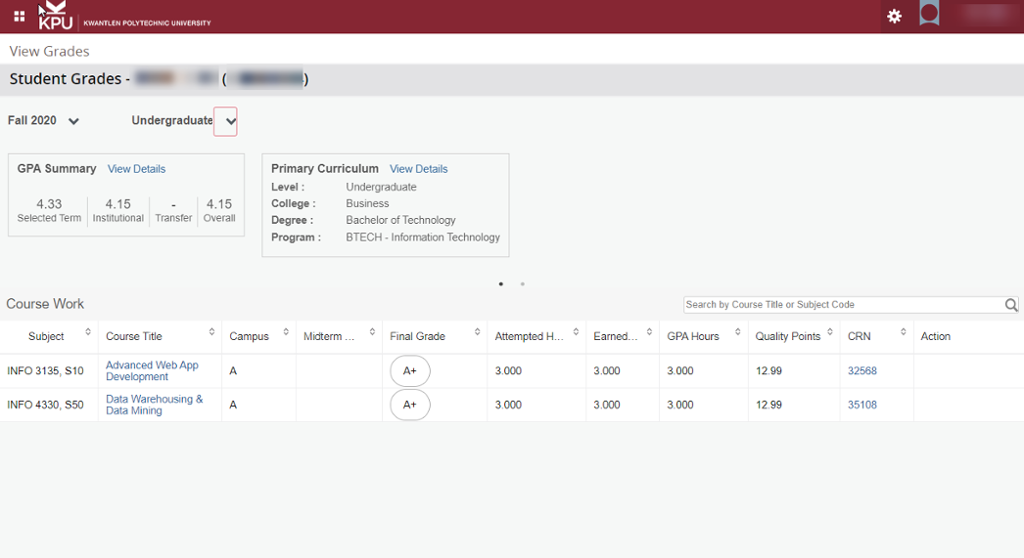 Check Your Grades ONE.KPU