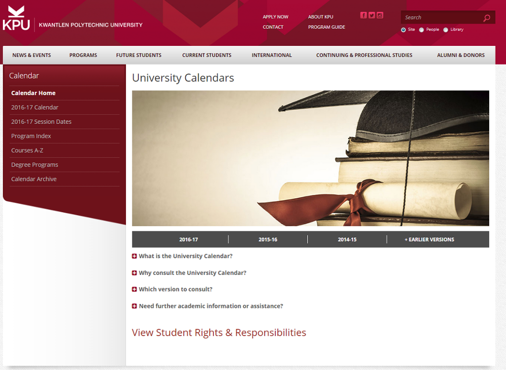 University Calendar ONE.KPU