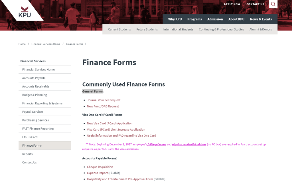 Finance Forms ONE.KPU